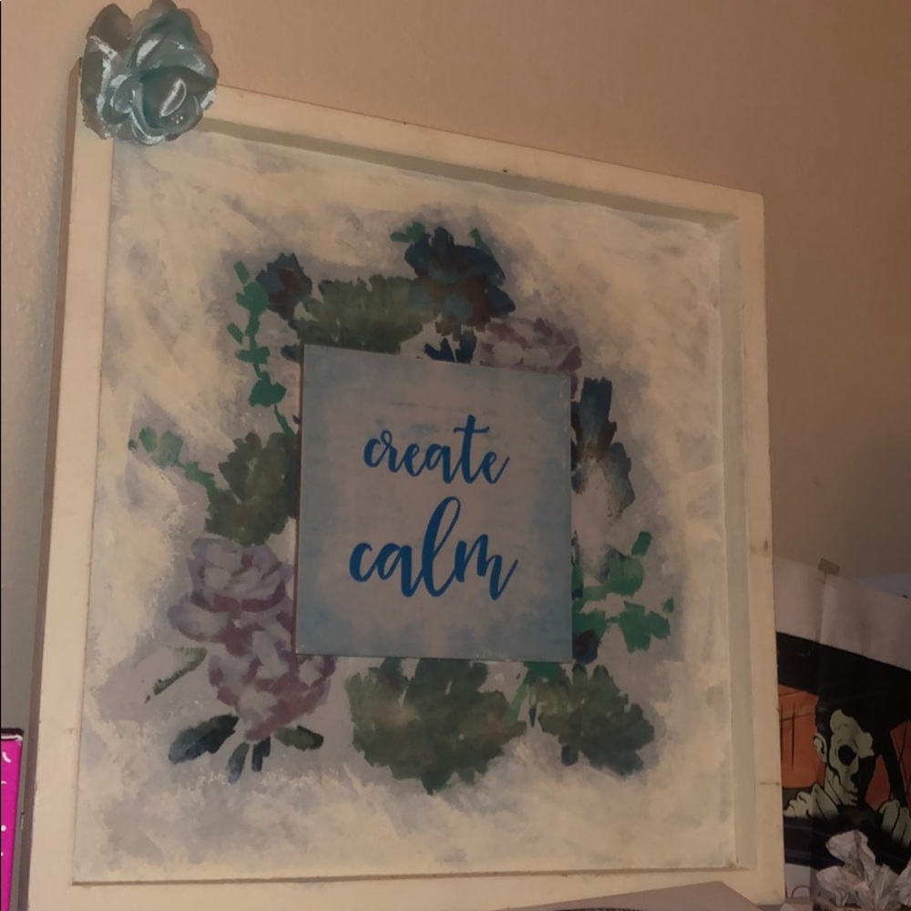 Original art Tile on canvas with frame Create Calm